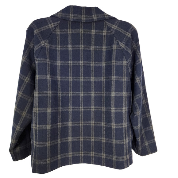 Cabi Jacket Medium Plaid Connery Navy Button Up 3/4 Sleeve Academia Preppy 3551 - Picture 2 of 10